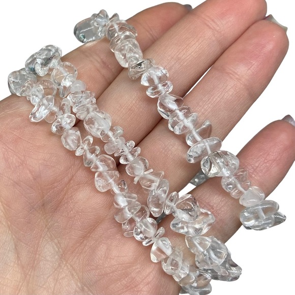 Clear Quartz Gemstone Chips Beaded Stretch Bracelet Natural Stone Crystal Boho - Picture 2 of 5